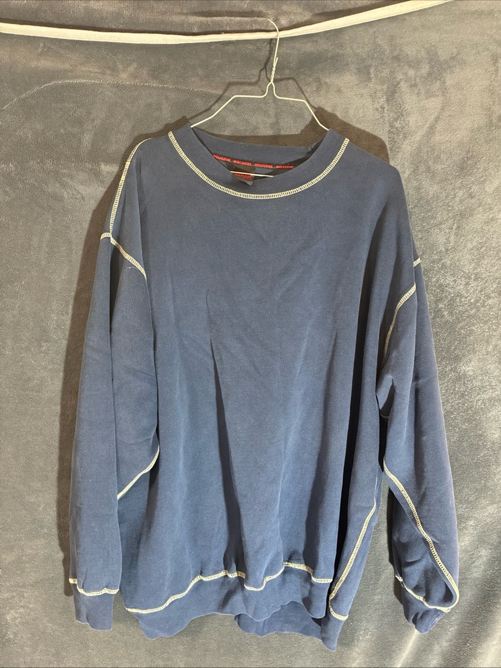 Wolverine Navy Crewneck Sweatshirt with Contrast Stitching